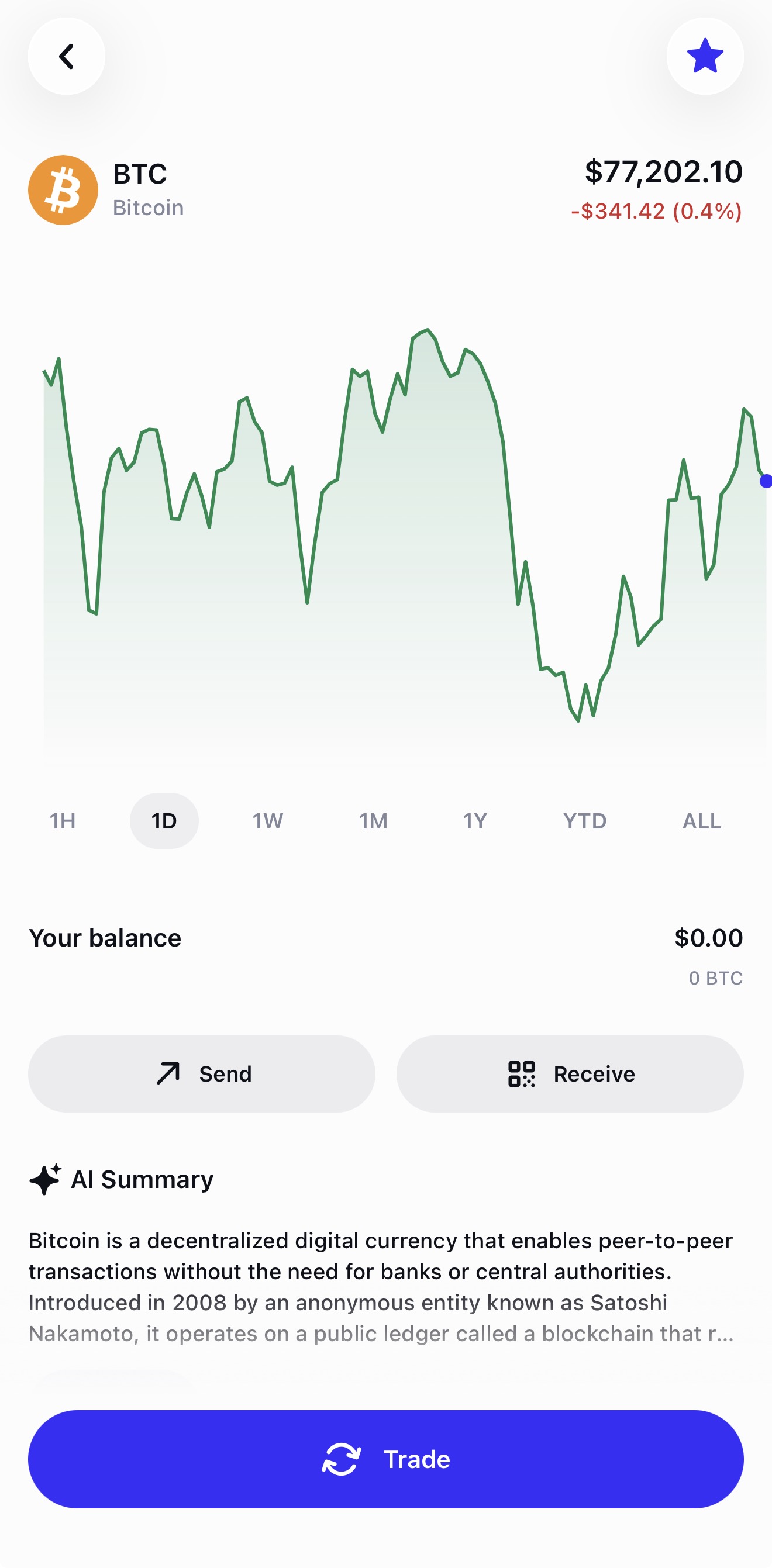 Trust Wallet Bitcoin screen